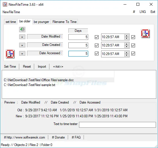 NewFileTime Zrzut ekranu 2