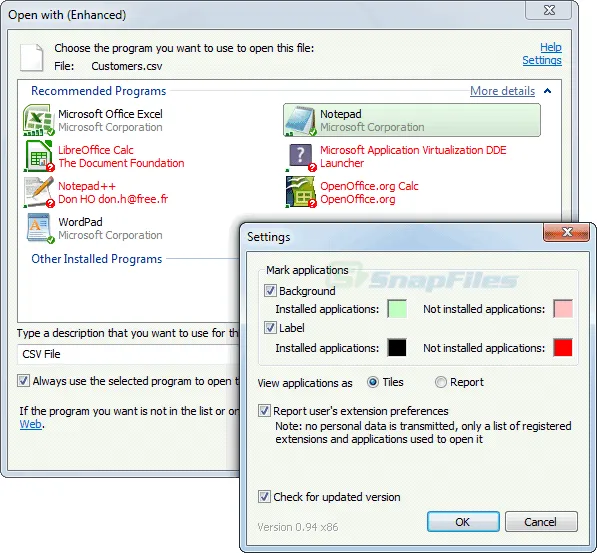 OpenWith Enhanced Zrzut ekranu 2