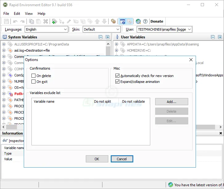 Rapid Environment Editor Zrzut ekranu 2