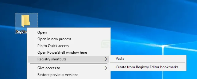 Registry Shortcuts Zrzut ekranu 1