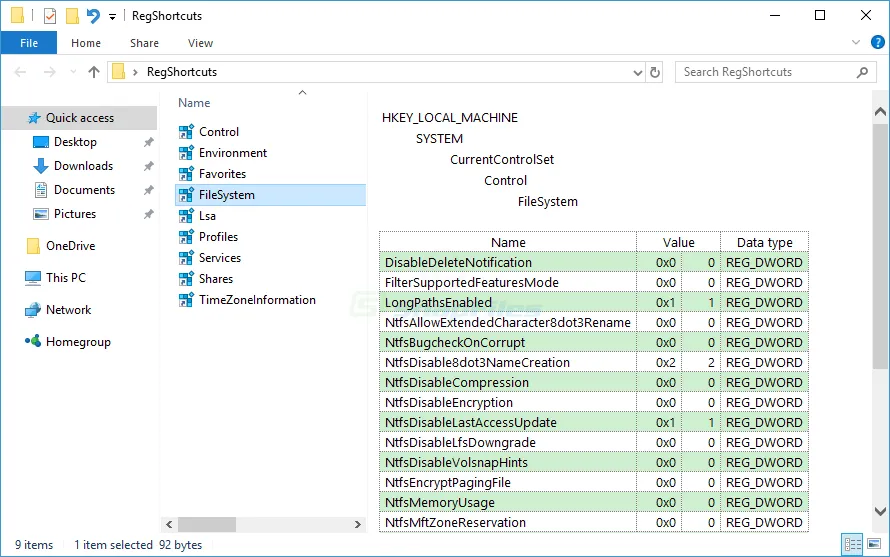 Registry Shortcuts Zrzut ekranu 2