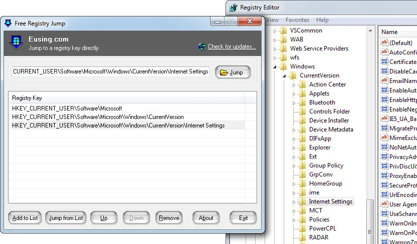 Free Registry Jump Zrzut ekranu 2