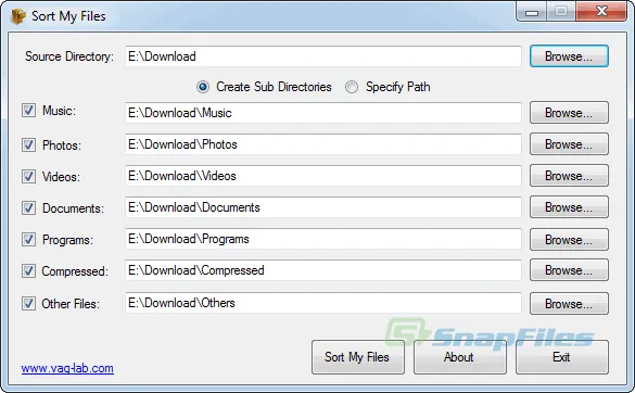 Sort My Files Zrzut ekranu 1