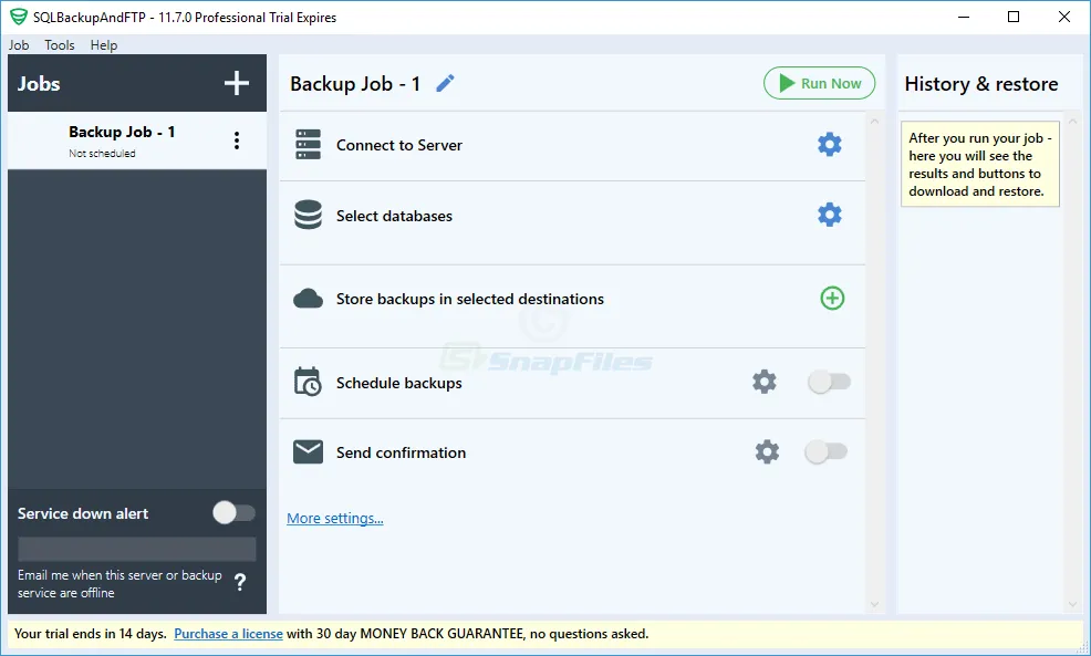 SQLBackupAndFTP Free Zrzut ekranu 1