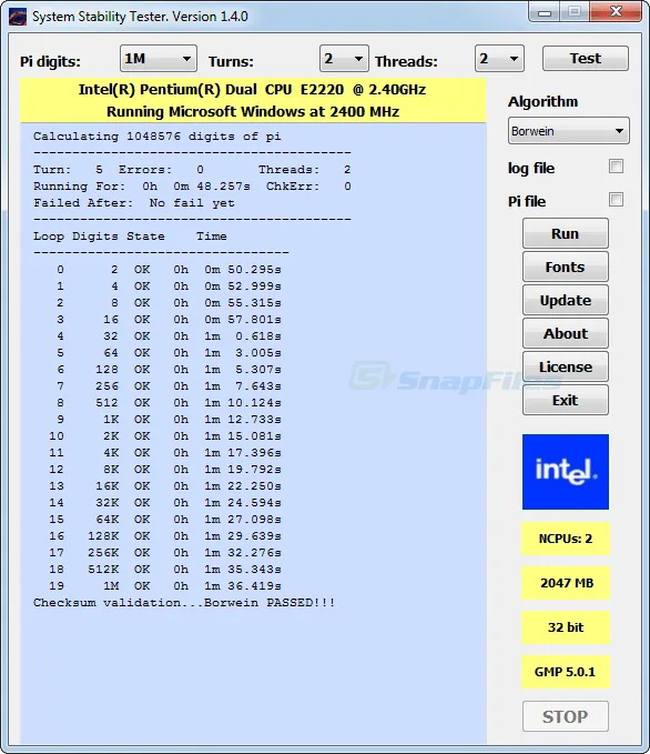 System Stability Tester Zrzut ekranu 1