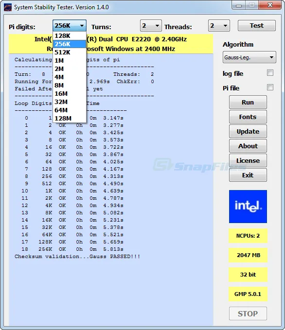 System Stability Tester Zrzut ekranu 2