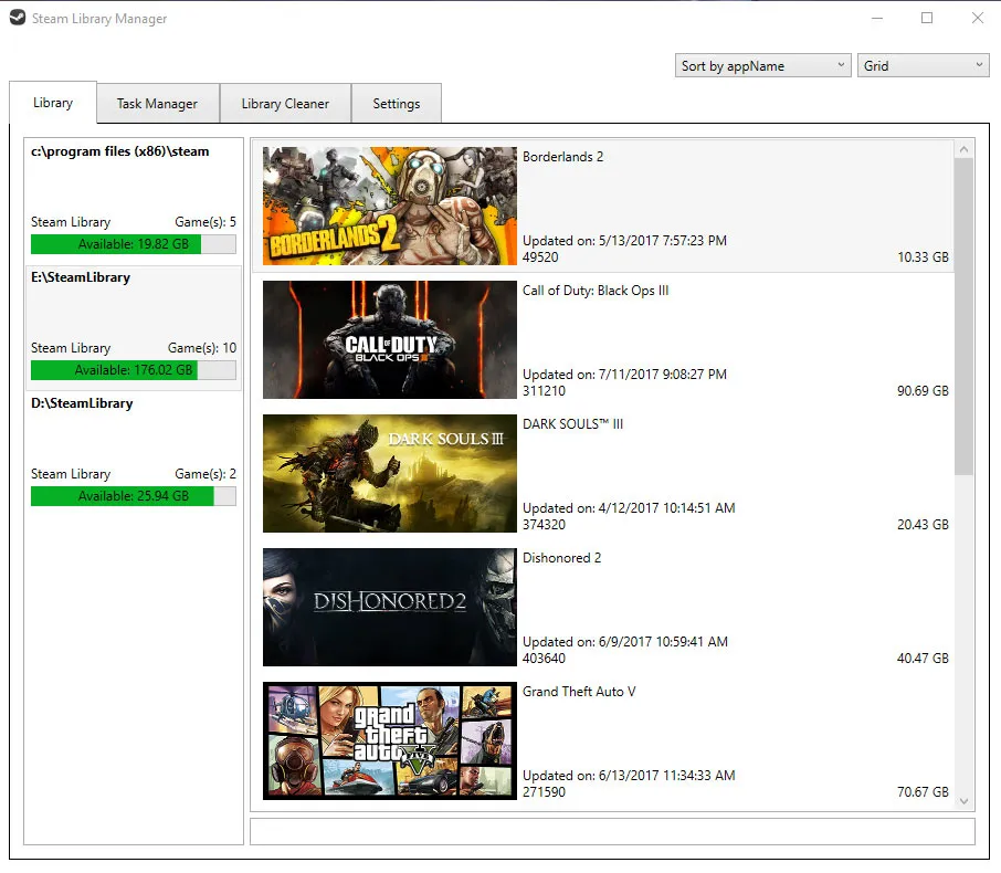 Steam Library Manager Zrzut ekranu 1