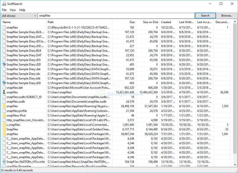 SwiftSearch Zrzut ekranu 1