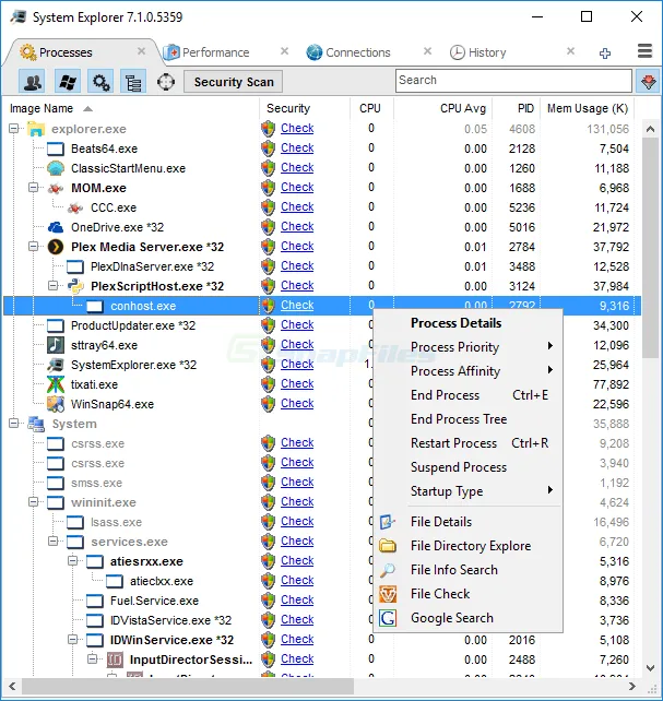 System Explorer Zrzut ekranu 1