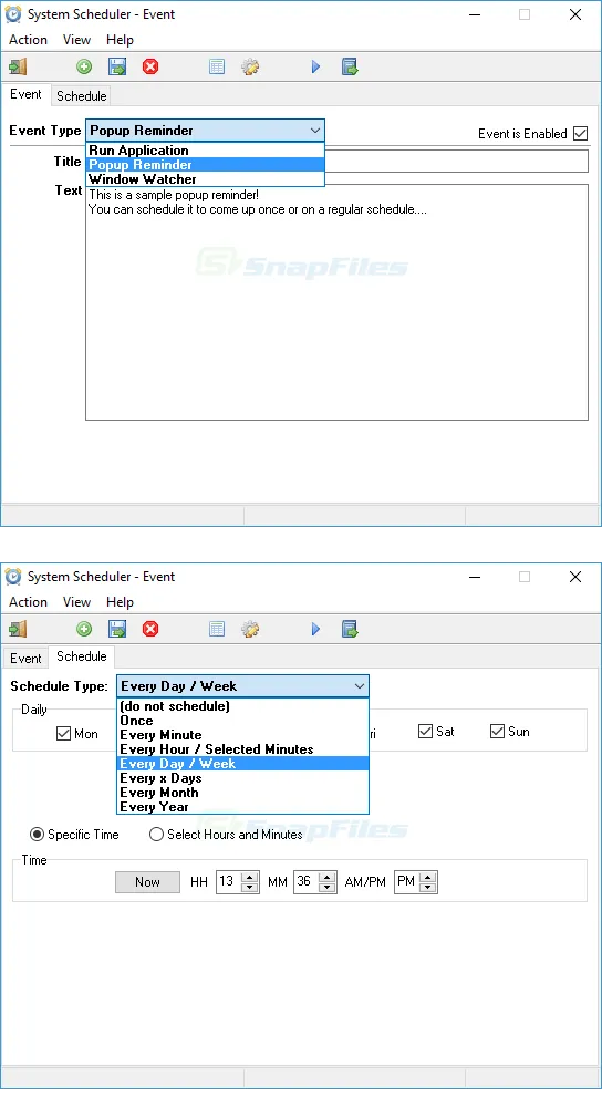 System Scheduler Zrzut ekranu 2