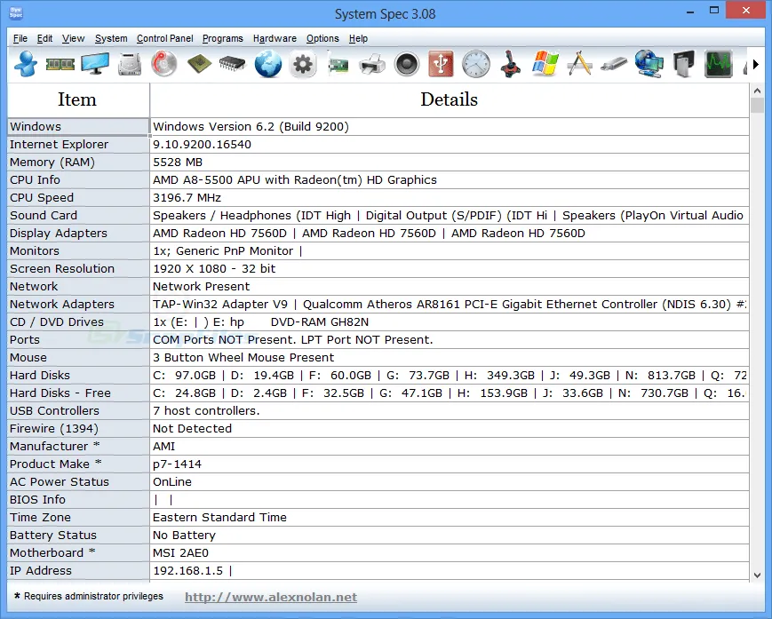 System Spec Zrzut ekranu 1