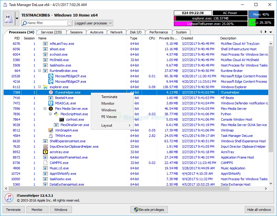 MiTeC Task Manager DeLuxe Zrzut ekranu 1