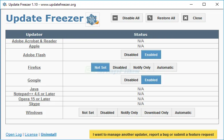 UpdateFreezer Zrzut ekranu 1