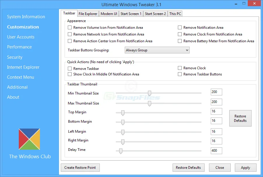 Ultimate Windows Tweaker (Windows 8) Zrzut ekranu 1