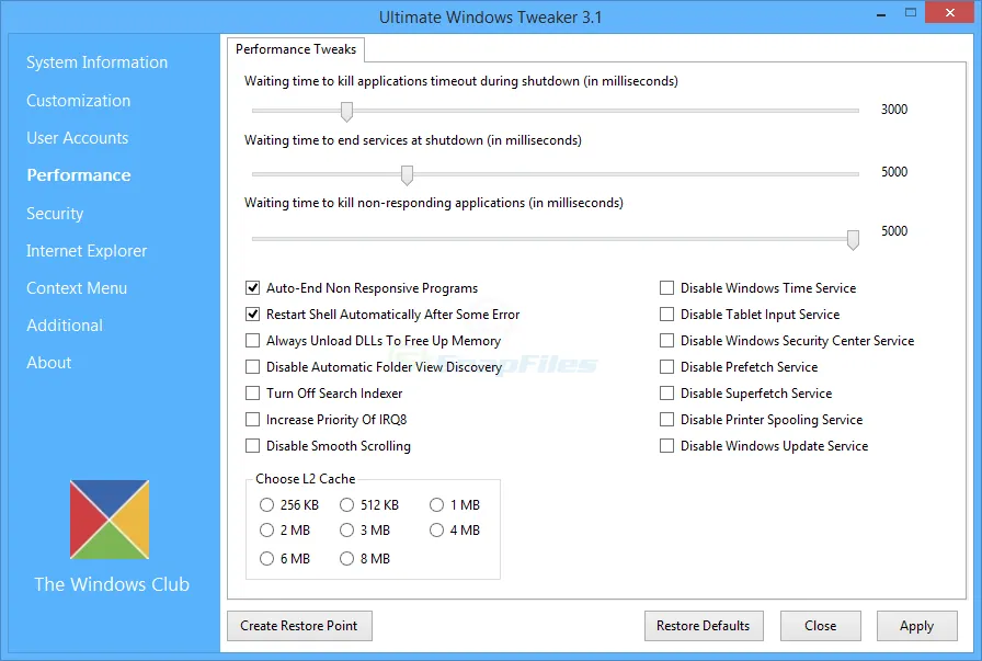 Ultimate Windows Tweaker (Windows 8) Zrzut ekranu 2