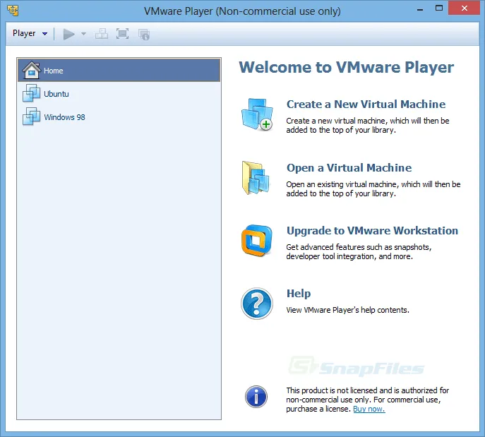 VMware Player Zrzut ekranu 1