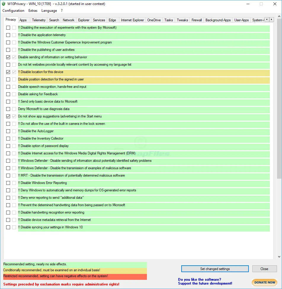 W10Privacy Zrzut ekranu 1