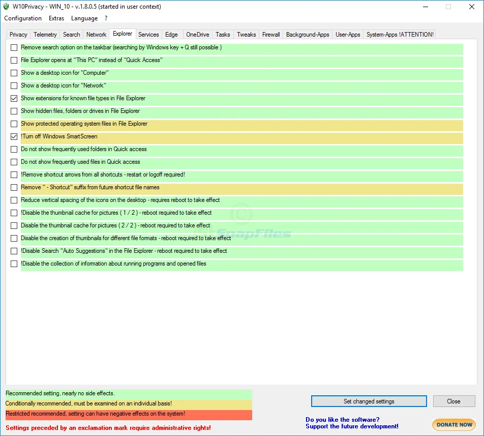 W10Privacy Zrzut ekranu 2