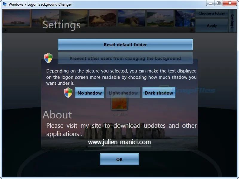 Windows 7 Logon Background Changer Zrzut ekranu 2
