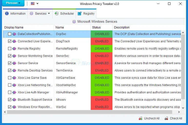 Windows Privacy Tweaker Zrzut ekranu 1