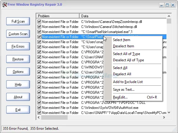 Free Window Registry Repair Zrzut ekranu 1