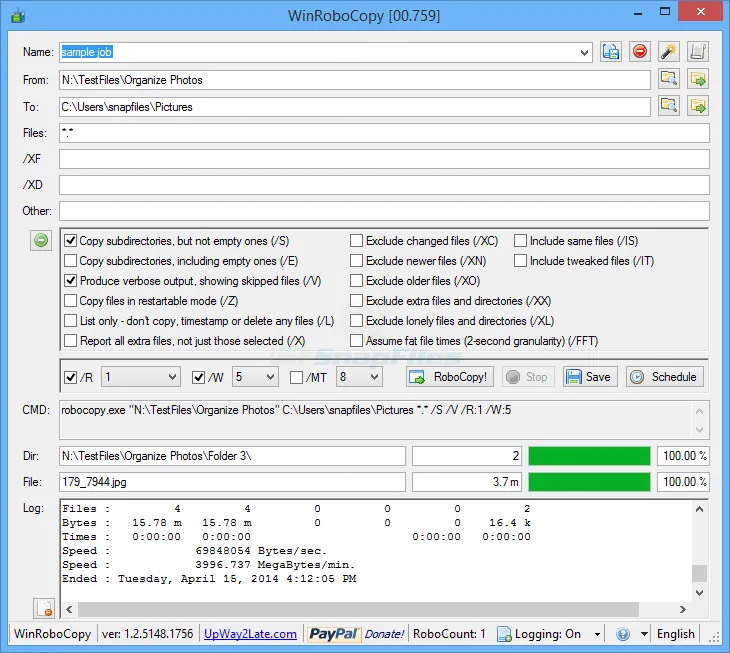 WinRoboCopy Zrzut ekranu 1