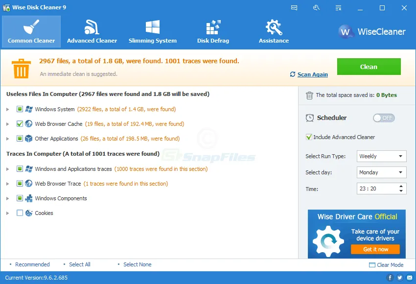 Wise Disk Cleaner Free Zrzut ekranu 1