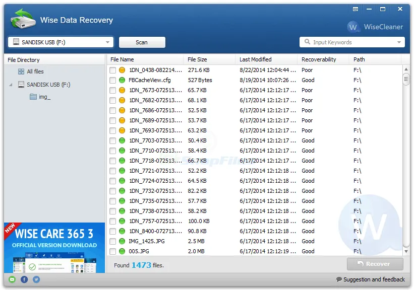 Wise Data Recovery Zrzut ekranu 1