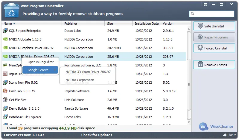 Wise Program Uninstaller Zrzut ekranu 1