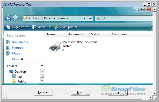 XPS Removal Tool Zrzut ekranu 1