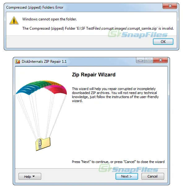DiskInternals ZIP Repair Zrzut ekranu 1